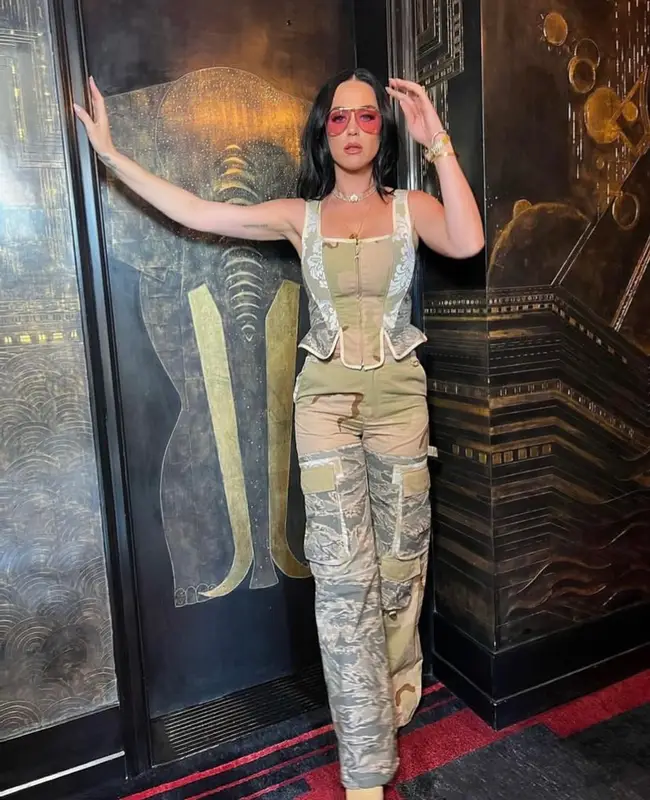 Katy Perry outfit in Marine Serre and Dolce & Gabbana, 2023