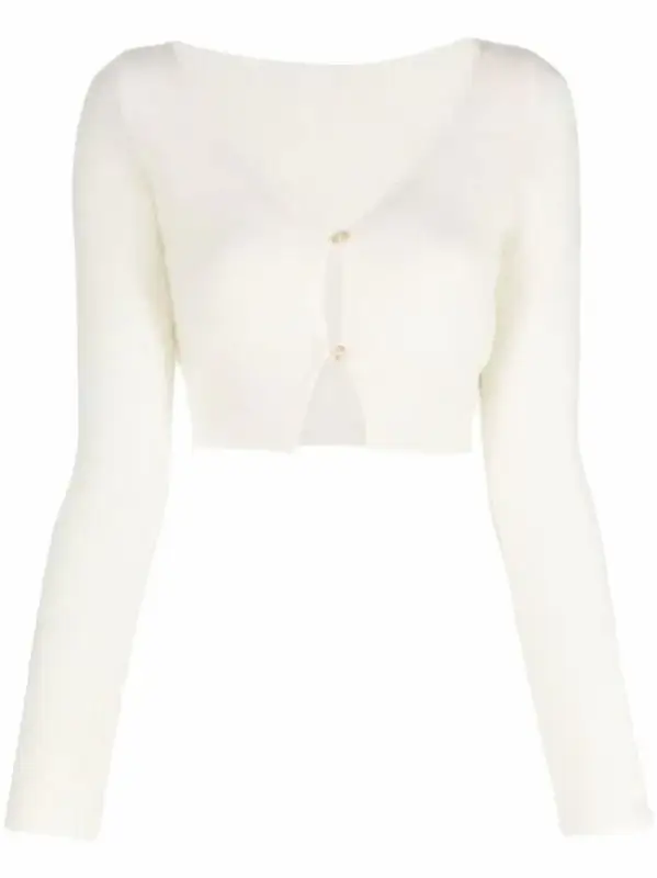 Jacquemus Alzou Knitted Cropped Cardigan $230