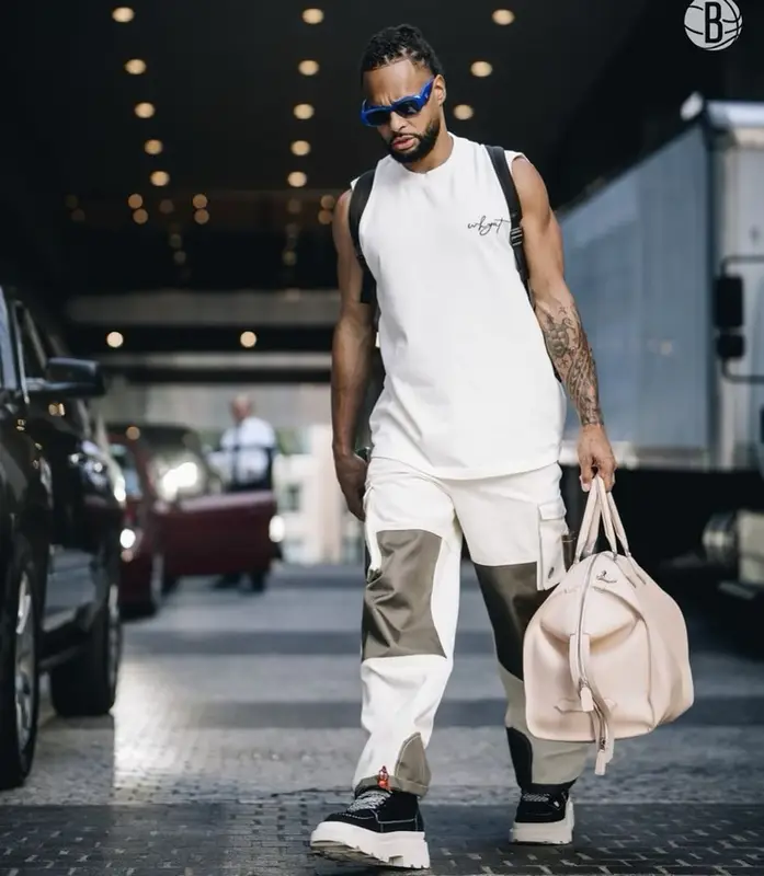Patty Mills outfit in Round Two, Naked Wolfe, and Prada, 2023