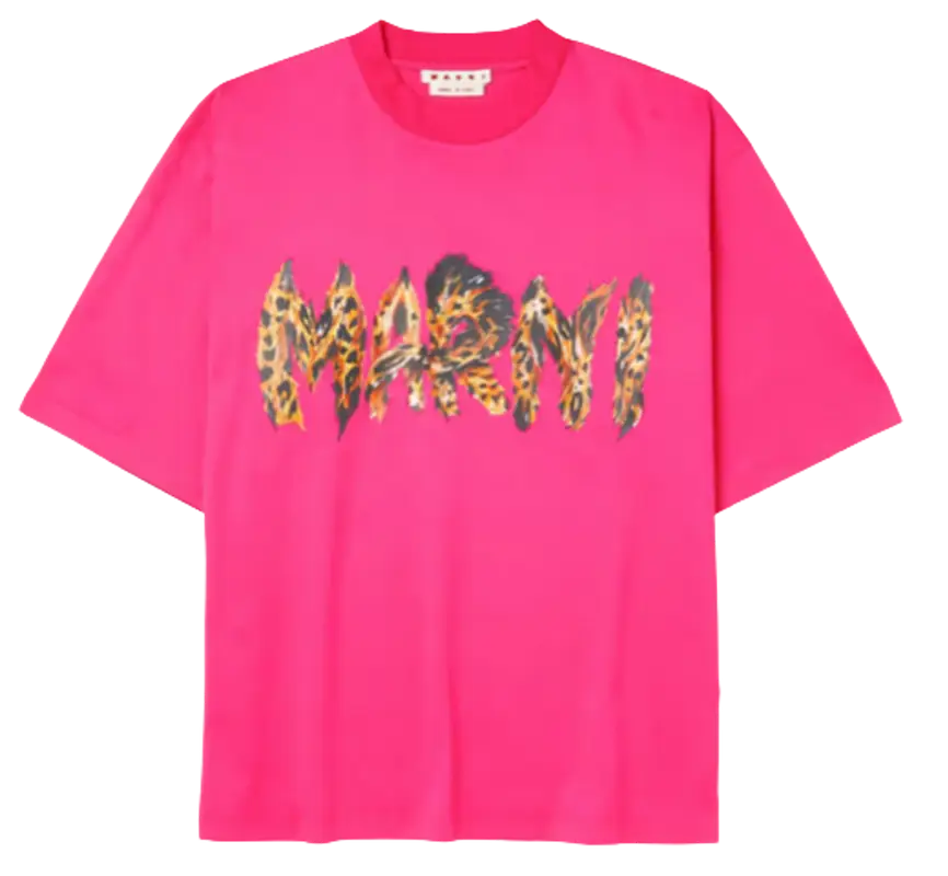 Marni Logo Print Cotton Pink Jersey T-Shirt $365