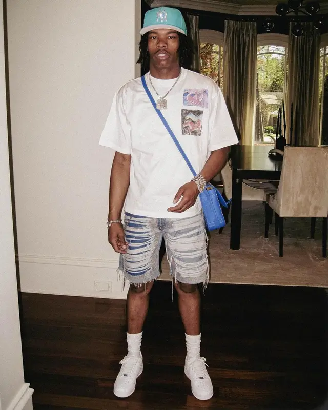 Lil Baby outfit in Marni, Nike, and Goyard, 2023