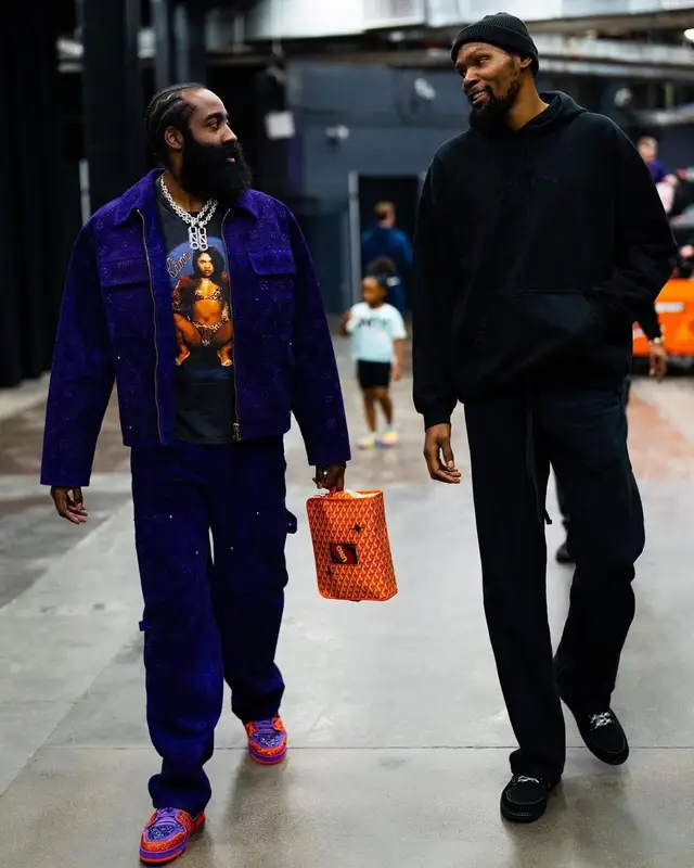 James Harden outfit in Louis Vuitton, Vintage, and Prada, 2023