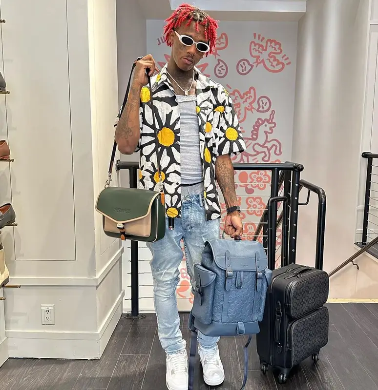 Famous Dex outfit in Marni, Ksubi, and Jordan, 2023