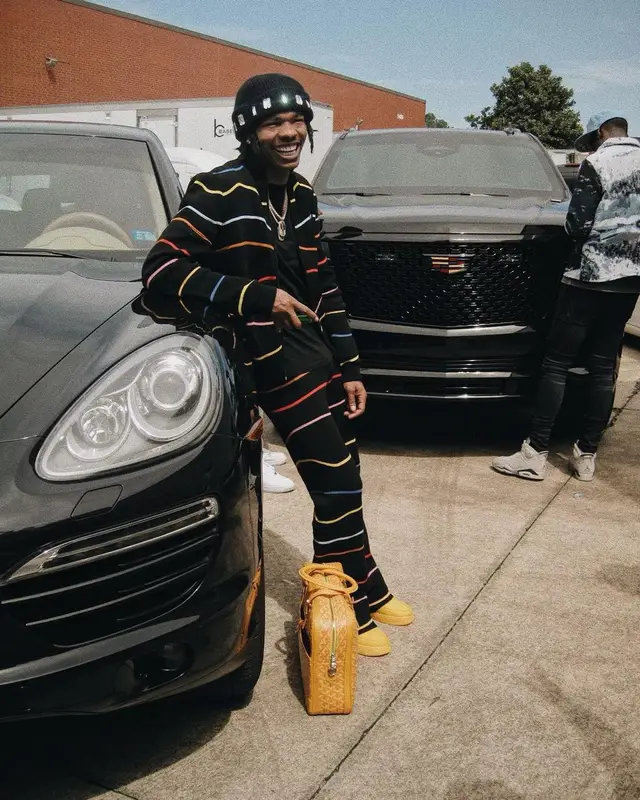 Lil Baby outfit in Marni, Nike, and Goyard, 2023