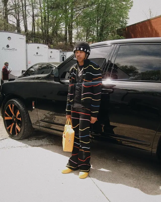 Lil Baby outfit in Marni, Nike, and Goyard, 2023