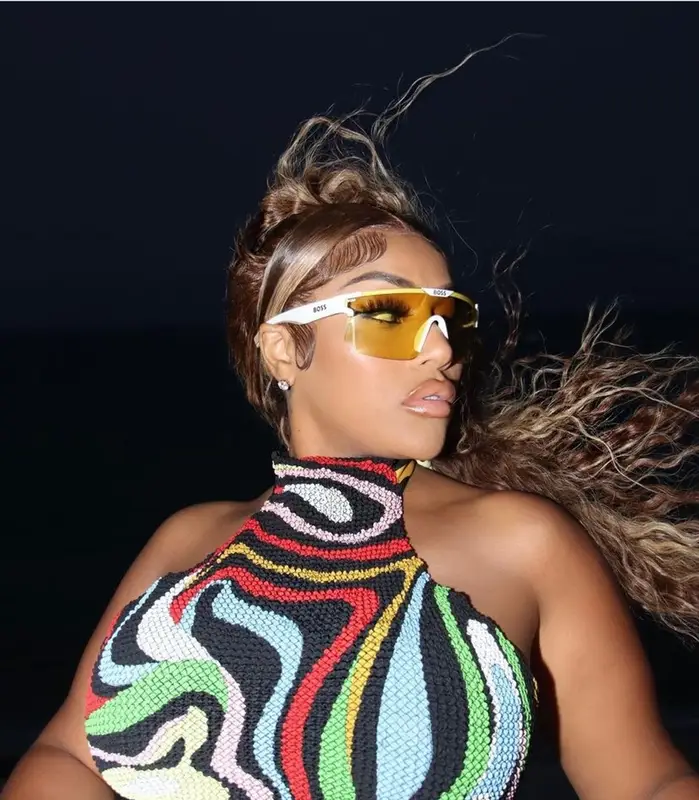 Stefflon Don outfit in Emilio Pucci, Balenciaga, and Hugo Boss, 2023