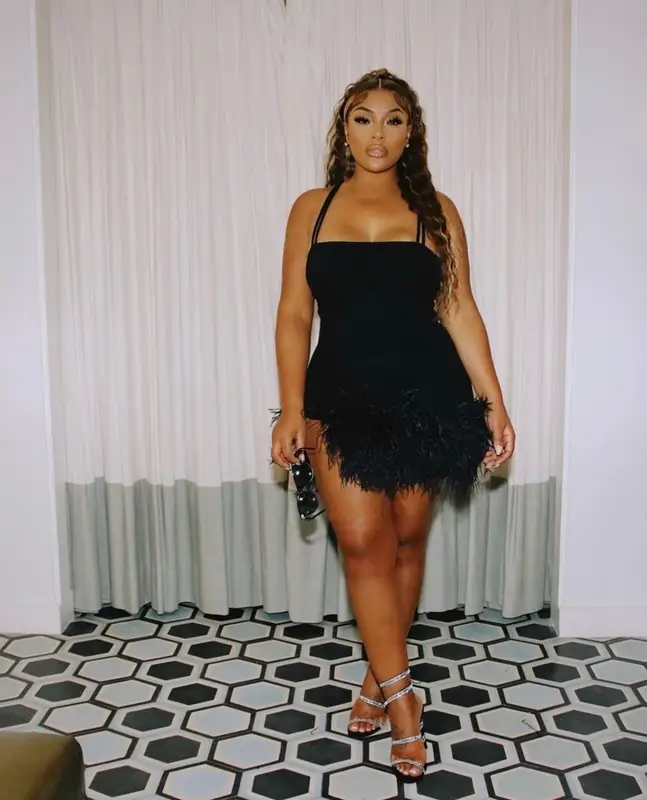 Stefflon Don outfit in Ray-Ban, The Attico, and Rene Caovilla, 2023