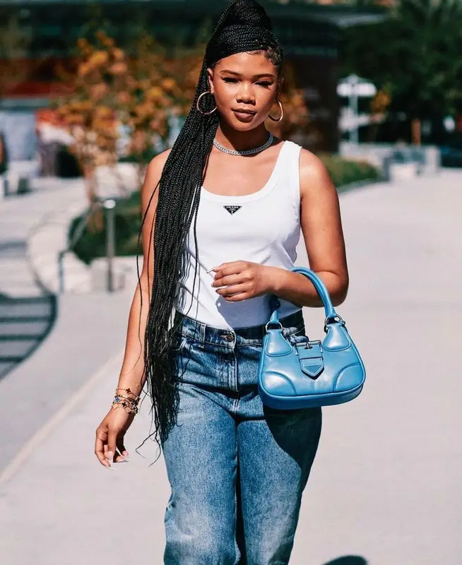Storm Reid outfit in Prada, 2023