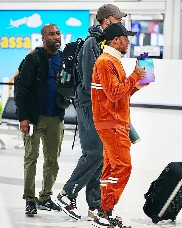 Lewis Hamilton outfit in Sergio Tacchini, Nike, and Dsquared2, 2023