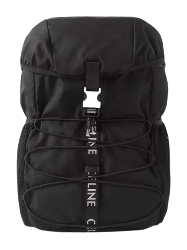 Celine Logo Webbing-trimmed Gabardine Black Backpack $1950