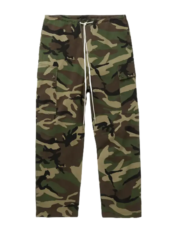 Celine Camouflage-print Cotton-canvas Drawstring Green Trousers $940