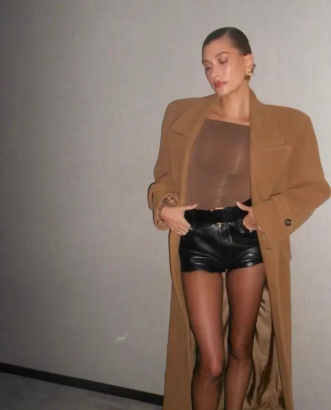 Hailey Bieber outfit in Saint Laurent, 2023