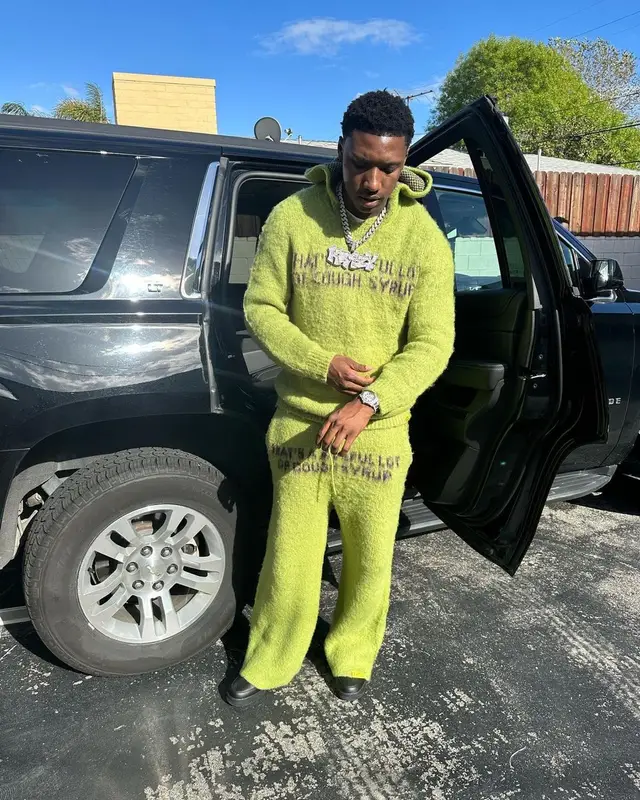 Rob49 outfit in Awful Lot of Cough Syrup and Nike, 2023