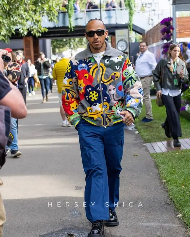 Lewis Hamilton outfit in Kenzo and Celine, 2023