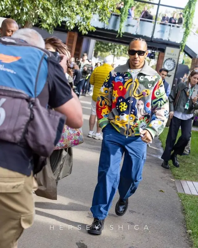 Lewis Hamilton outfit in Kenzo and Celine, 2023