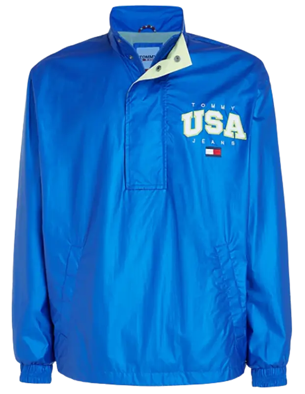 Tommy Hilfiger Ultra Blue Relaxed Metallic Popover Jacket $161