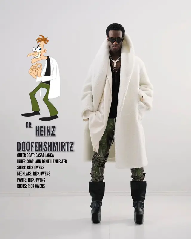Wisdom Kaye outfit in Rick Owens and Casablanca, 2023