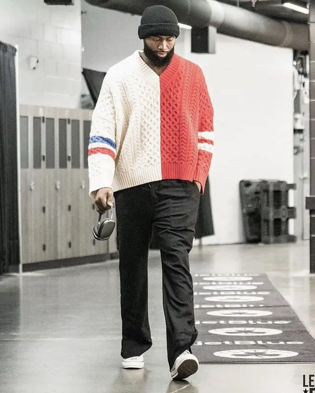 Jaylen Brown outfit in Loverboy by Charles Jeffrey, Converse, and Apple, 2023