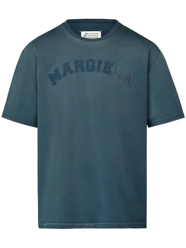 Maison Margiela Blue Logo-Patch Short-Sleeve T-shirt  $550