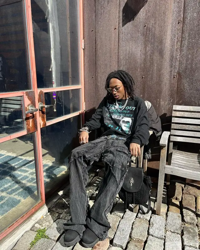 Lil Tecca outfit in Enfants Riches Deprimes, B.B. Simon, and Ray-Ban, 2023
