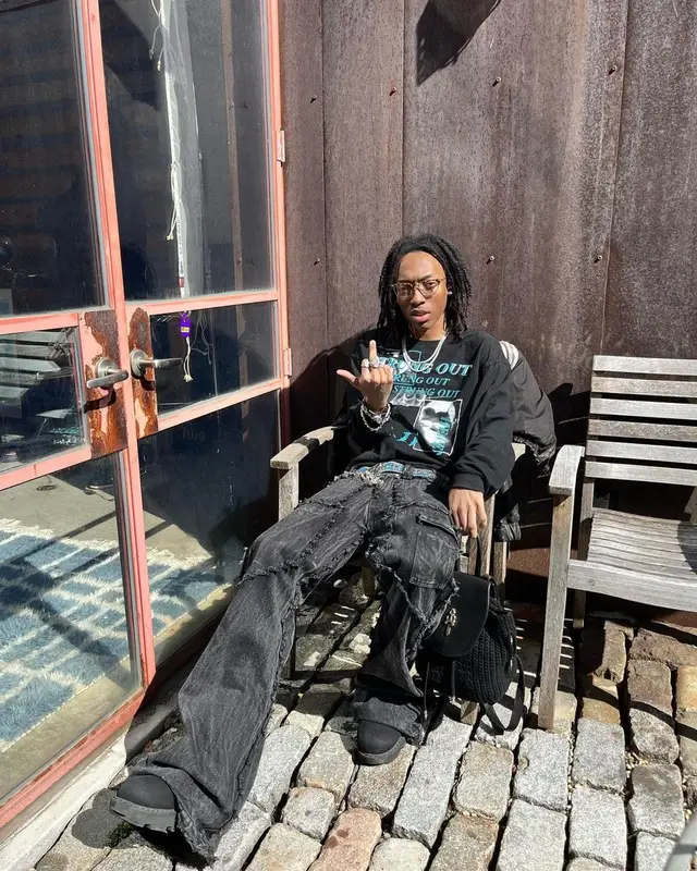 Lil Tecca outfit in Enfants Riches Deprimes, B.B. Simon, and Ray-Ban, 2023