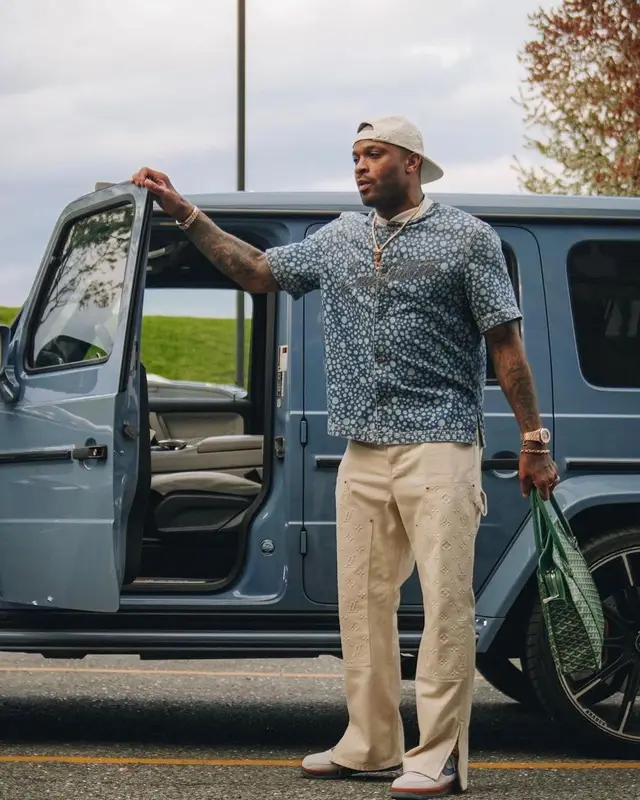 PJ Tucker outfit in Nike, Goyard, and Louis Vuitton, 2023