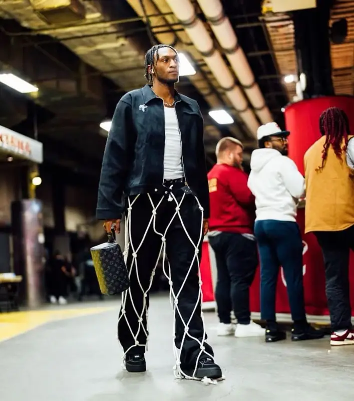 Immanuel Jaylen Quickley outfit in Kovaly, Naked Wolfe, and Louis Vuitton, 2023