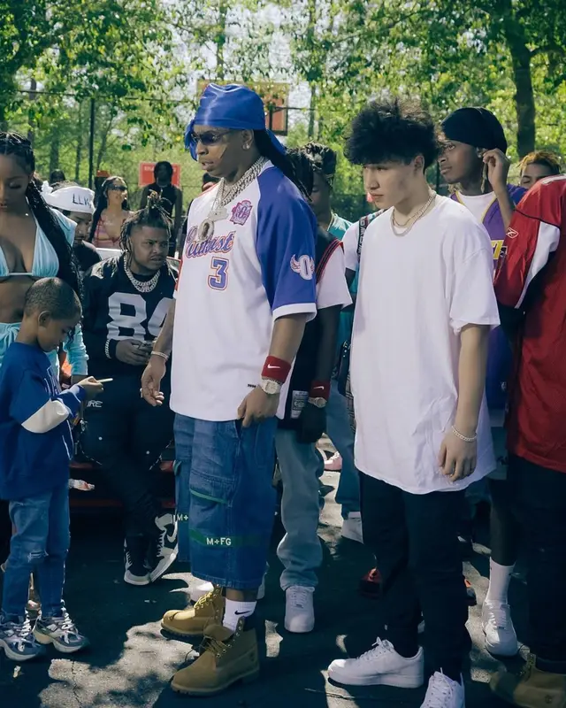 Lil Gotit outfit in Vintage, Marithe + Francois Girbaud, and Nike, 2023