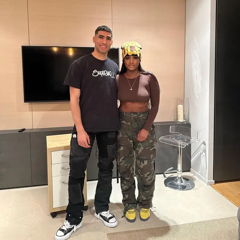 Achraf Hakimi outfit in Supreme, Nay Afford's Paris, and Maison Mihara Yasuhiro, 2023