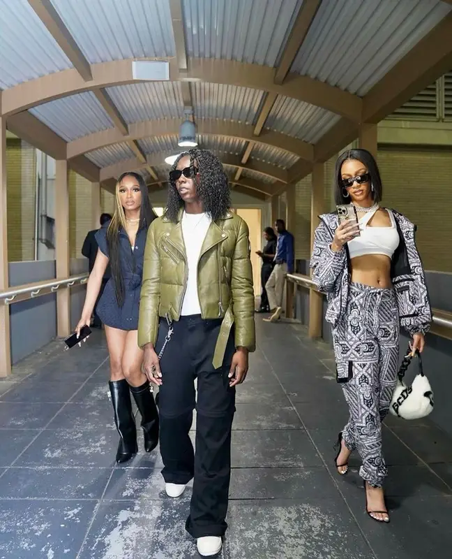 Lakeyah outfit in Moose Knuckles, GCDS, and Celine, 2023