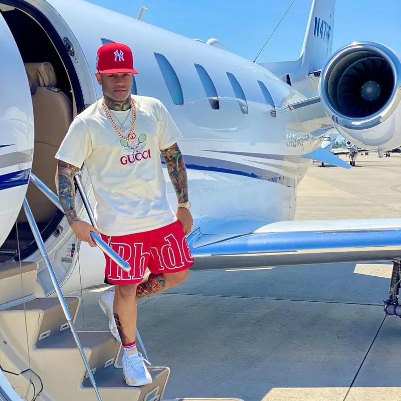 Conceited outfit in Gucci, Rhude, and Jordan, 2021