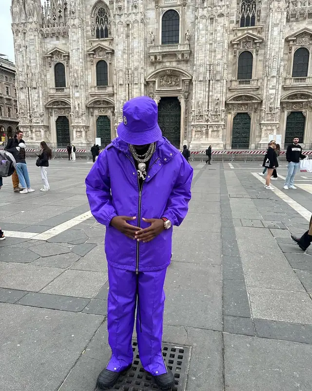 Lil Tjay outfit in Moncler and Alicia Keys Merch, 2023