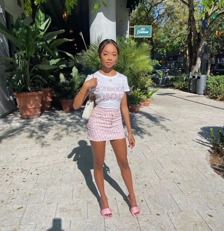 Skai Jackson outfit in Dior and Miu Miu, 2023