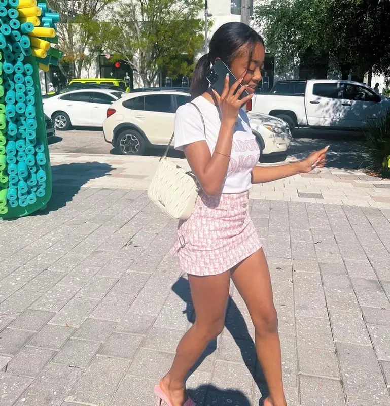 Skai Jackson outfit in Dior and Miu Miu, 2023