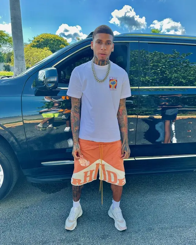 NLE Choppa outfit in Casablanca, Rhude, and Dior, 2023