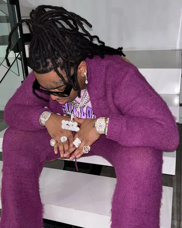 Lil Gotit outfit in Awful Lot of Cough Syrup, Cough Syrup, and Balenciaga, 2023