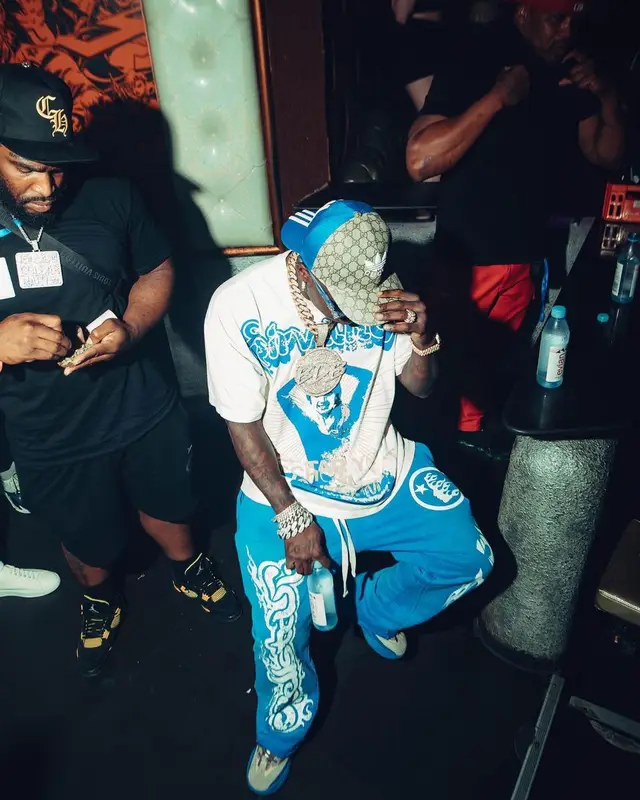 DaBaby outfit in Yeezy, Gucci, and Adidas, 2023