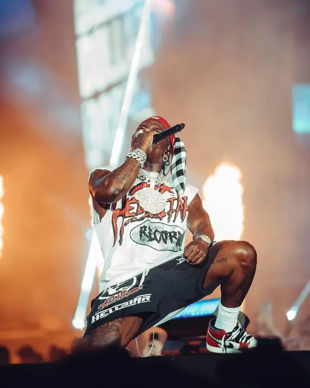 DaBaby outfit in Hellstar and Nike, 2023
