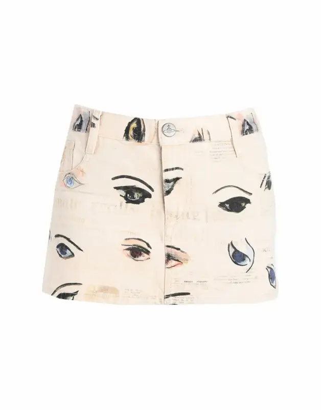 Vivienne Westwood Beige Foam Denim Miniskirt $310