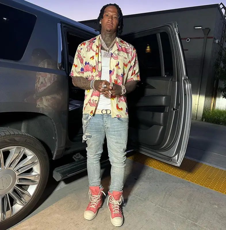 Moneybagg Yo outfit in Marni, Rick Owens, and Dior, 2023