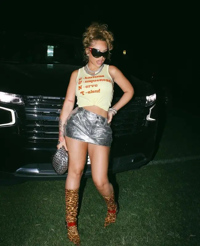 Latto outfit in Bottega Veneta, Dior, and Retrofete, 2023