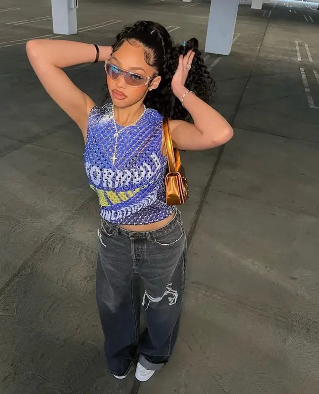 Jodie Woods outfit in Diesel and MSCHF, 2023