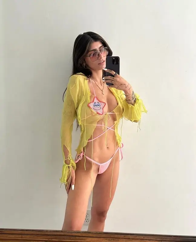 Mia Khalifa outfit in Karl Lagerfeld, Acne Studios, and Fendi, 2023