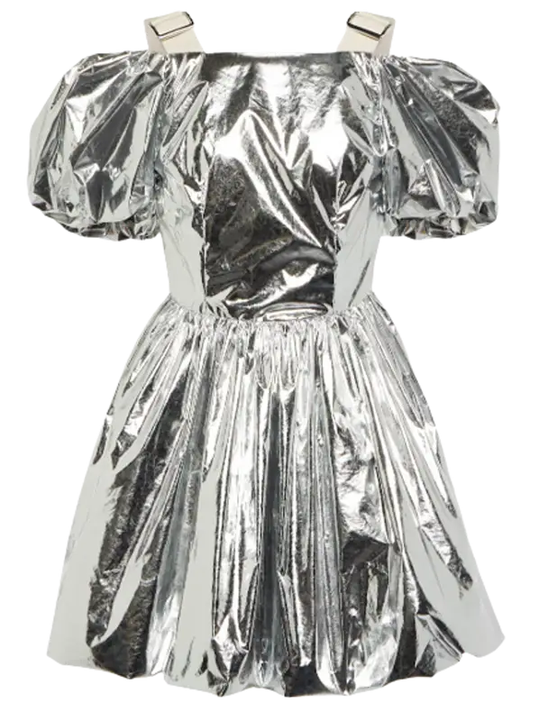 Simone Rocha Puff Sleeve Metallic Mini Dress $1670