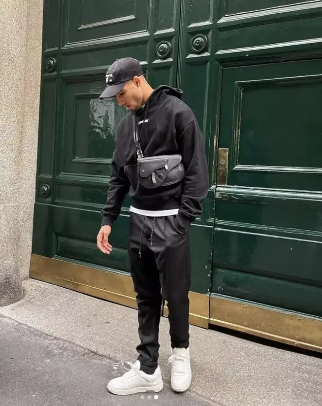 Achraf Hakimi outfit in Off-White, Dior, and Supreme, 2021