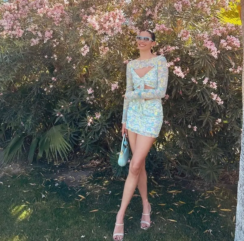 Sara Sampaio outfit in Melie Bianco, Cult Gaia, and Lovers + Friends, 2023