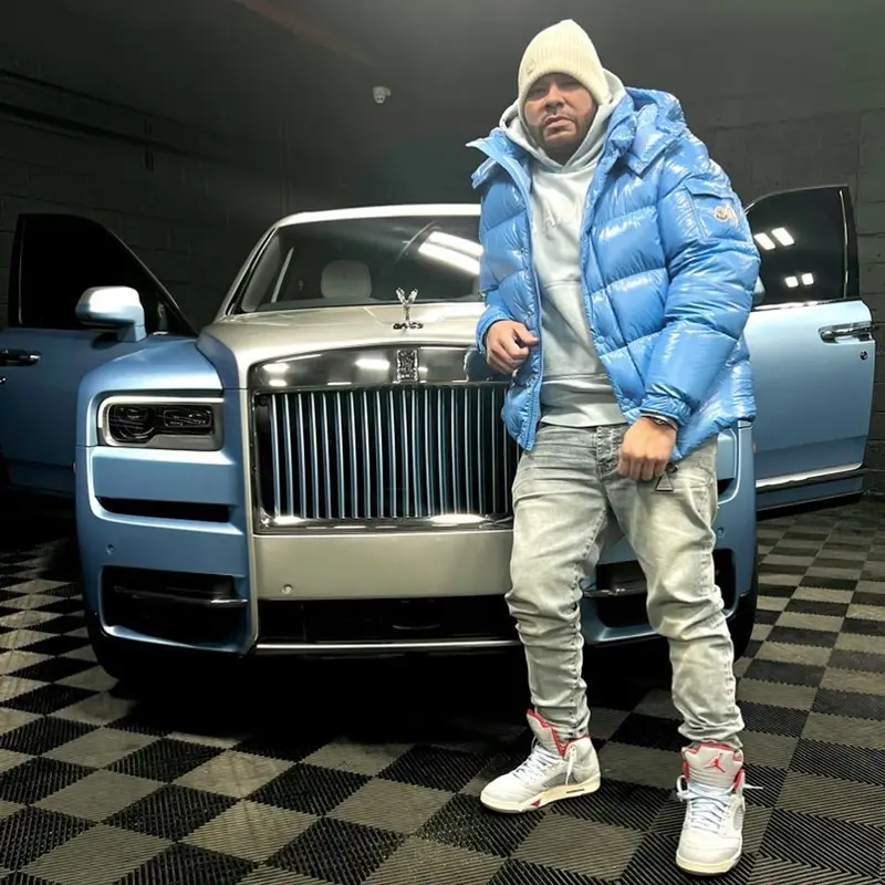 Fat Joe outfit in Moncler, Amiri, and Louis Vuitton, 2023