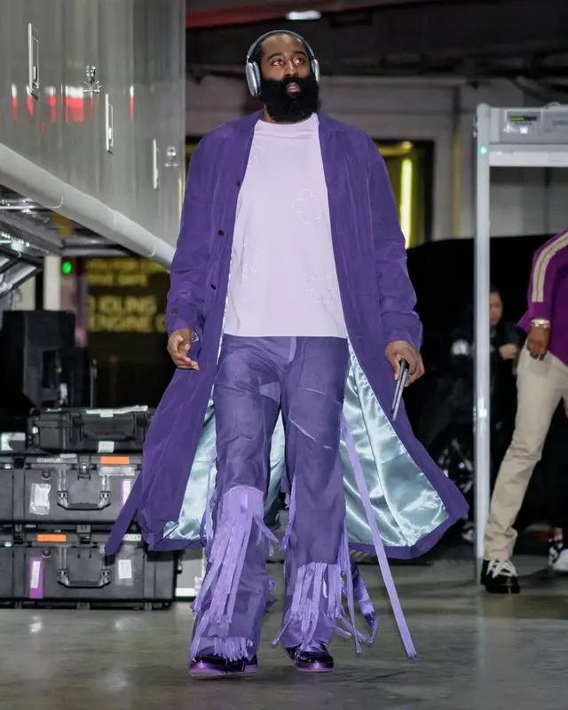 James Harden outfit in Acne Studios, Mokoo, and Apple, 2023