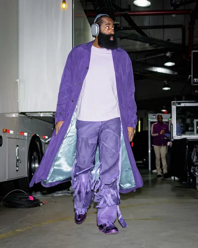 James Harden outfit in Acne Studios, Mokoo, and Apple, 2023
