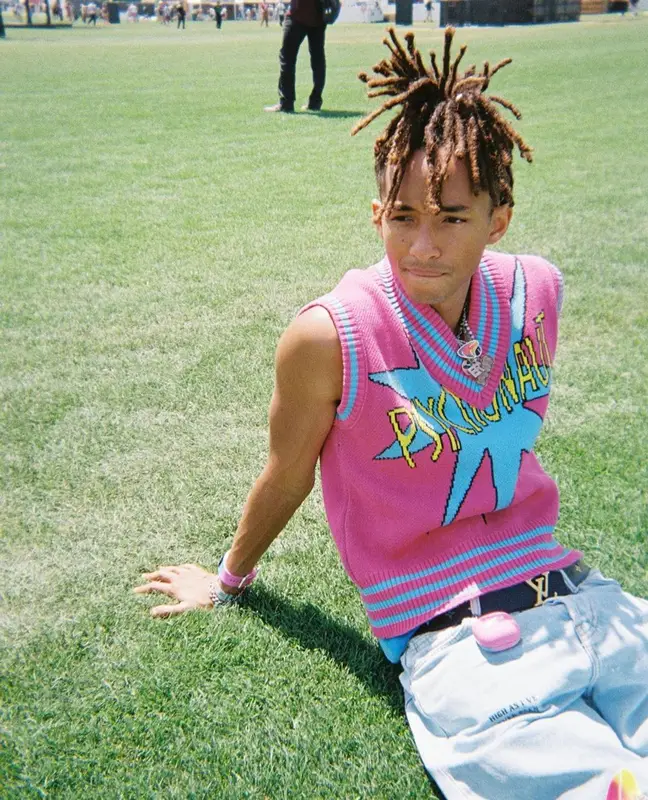 Jaden Smith outfit in MSFTSrep, New Balance, and Louis Vuitton, 2023